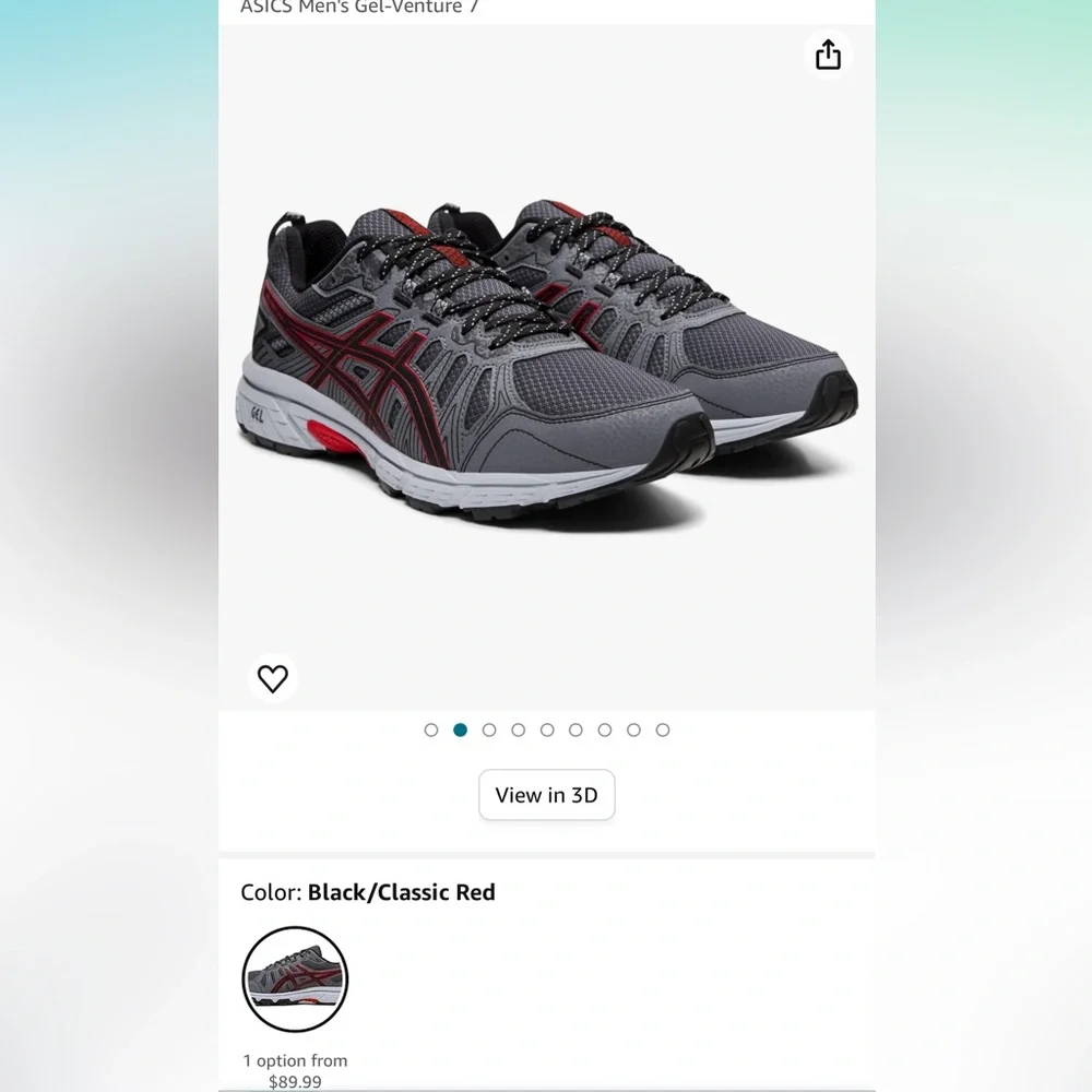 ASICS Men's Gel-Venture 7, Gray With Black And Red Accents. Size Extra W… - Picture 3 of 16